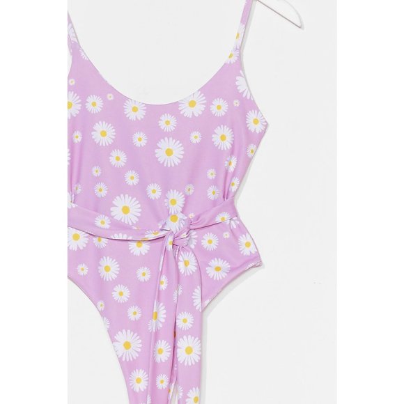 NWT Nasty Gal Floral Tie Waist High Leg Swimsuit 8 - Picture 3 of 3